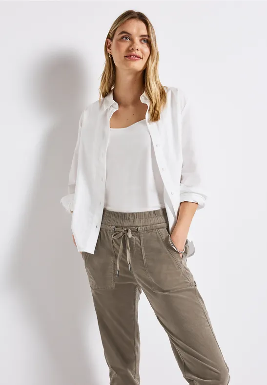 Loose Fit corduroy broek bark brown