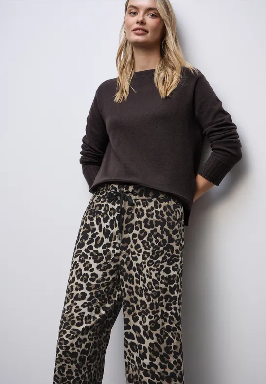 Broek met gedessineerde Wide Legs Black
