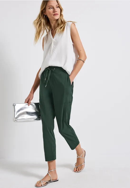 Loose Fit broek met zakken mid green