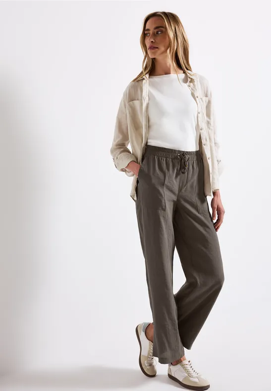 Wide Legs gestructureerde broek nomad brown