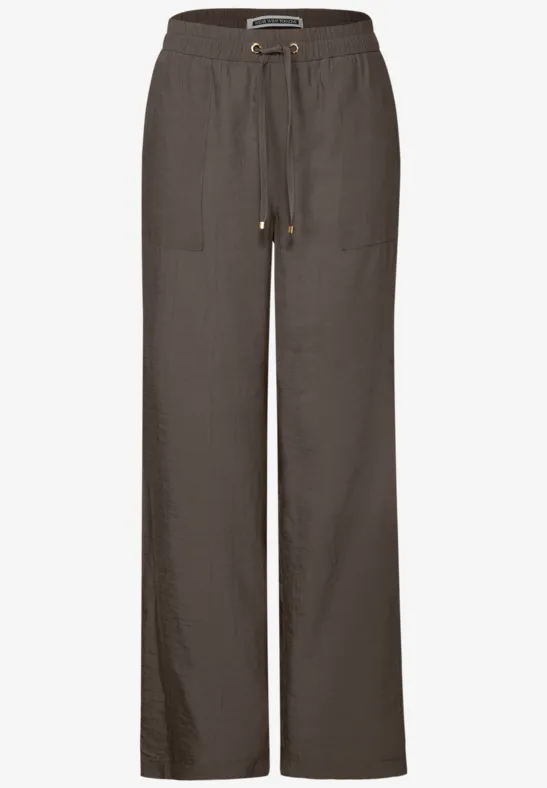 Wide Legs gestructureerde broek nomad brown