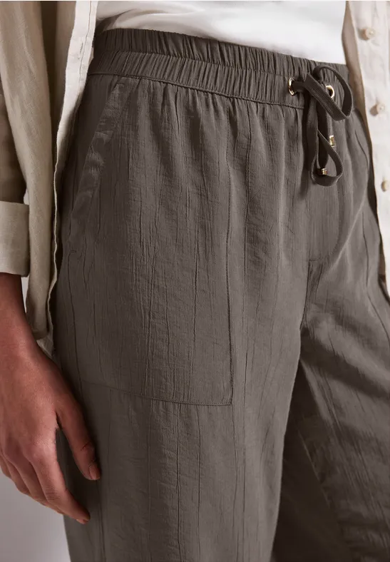 Wide Legs gestructureerde broek nomad brown