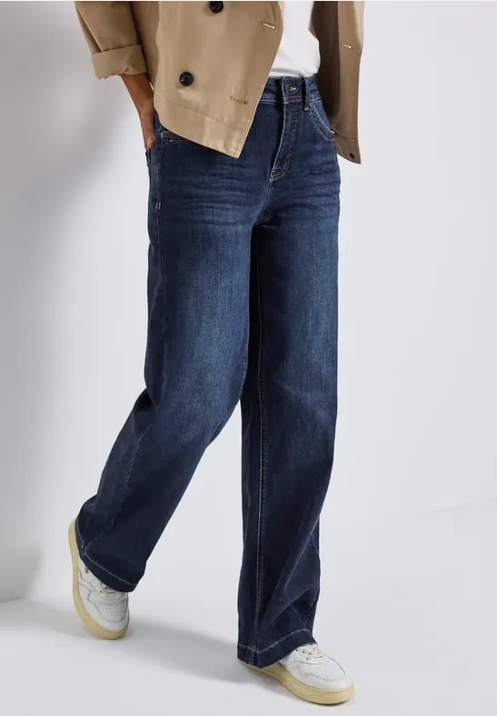 Wide Legs Jeans deep indigo soft washed