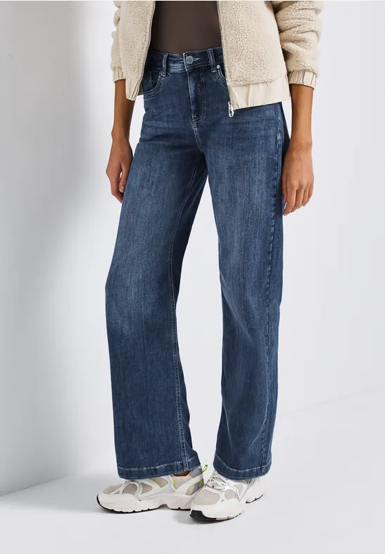 Wide Leg Jeans mid blue soft washed