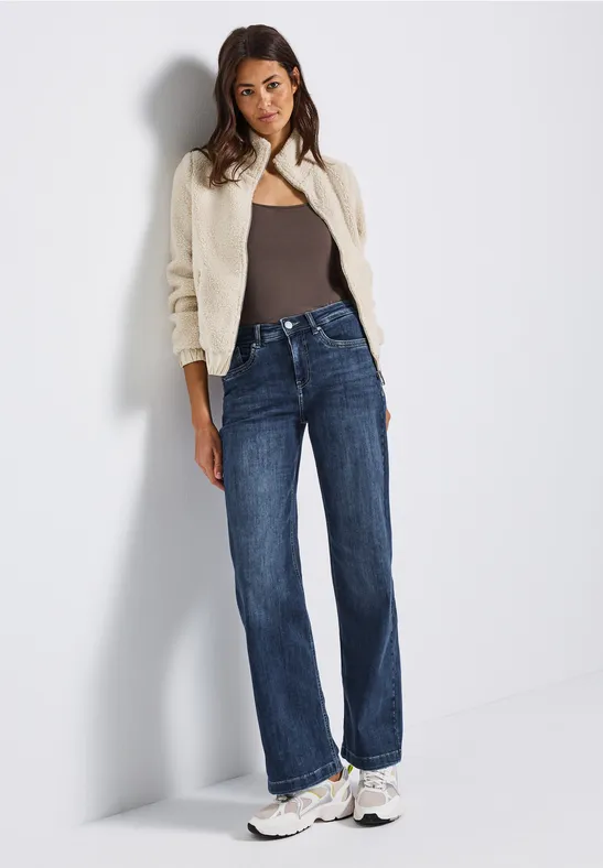 Wide Leg Jeans mid blue soft washed