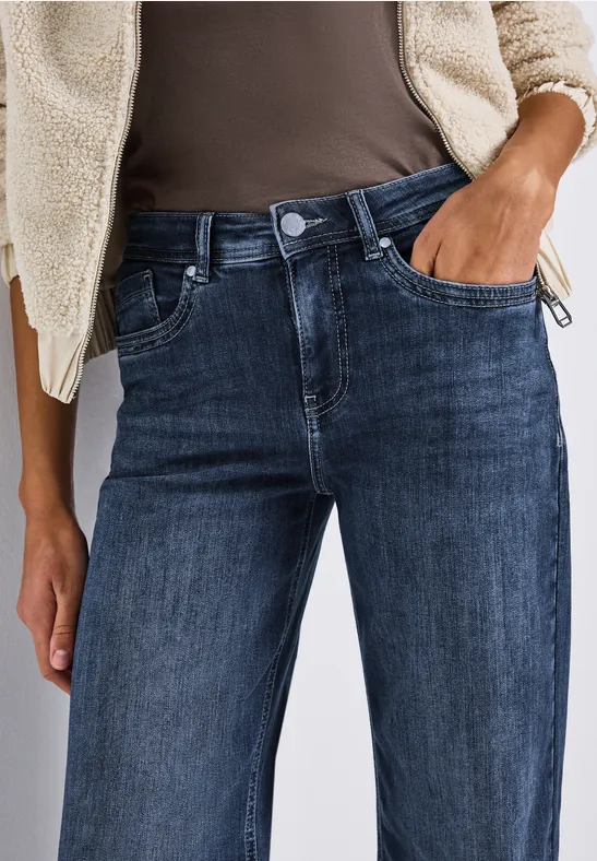 Wide Leg Jeans mid blue soft washed