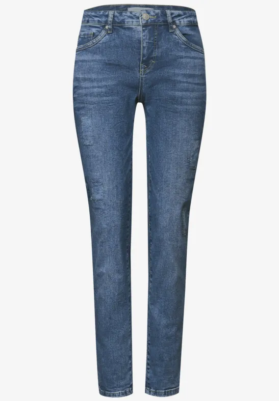 Jeans boyfriend mid blue random washed