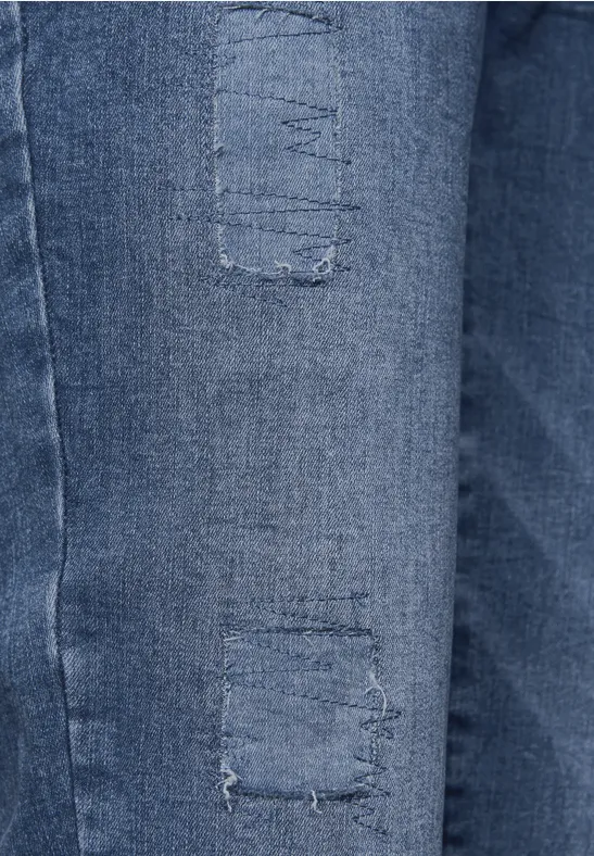 Jeans boyfriend mid blue random washed