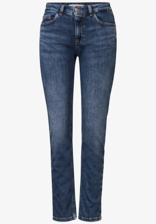 Jeans boyfriend mid blue random washed