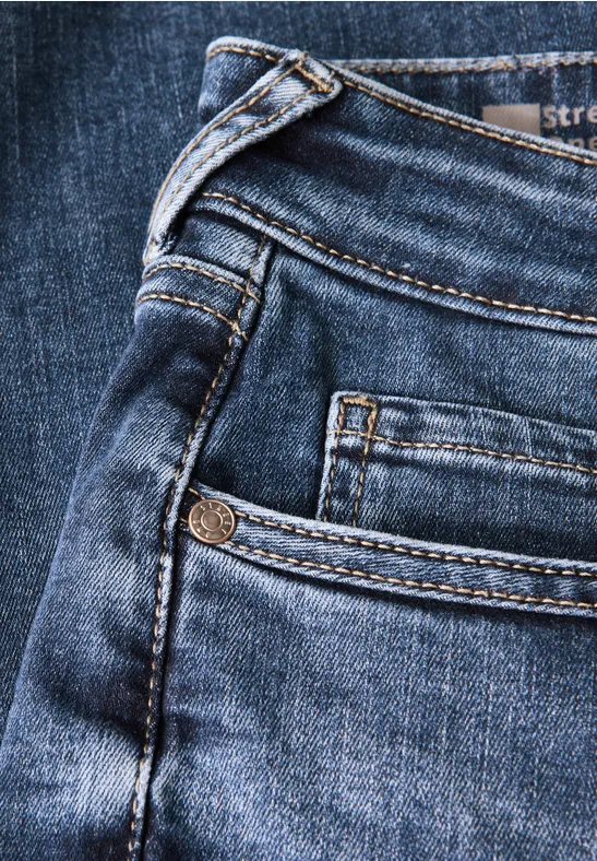 Jeans boyfriend mid blue random washed
