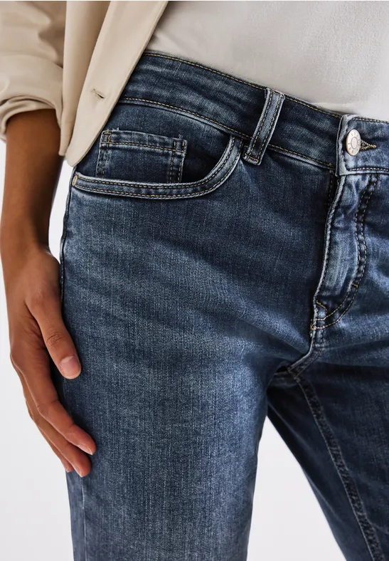 Jeans boyfriend mid blue random washed
