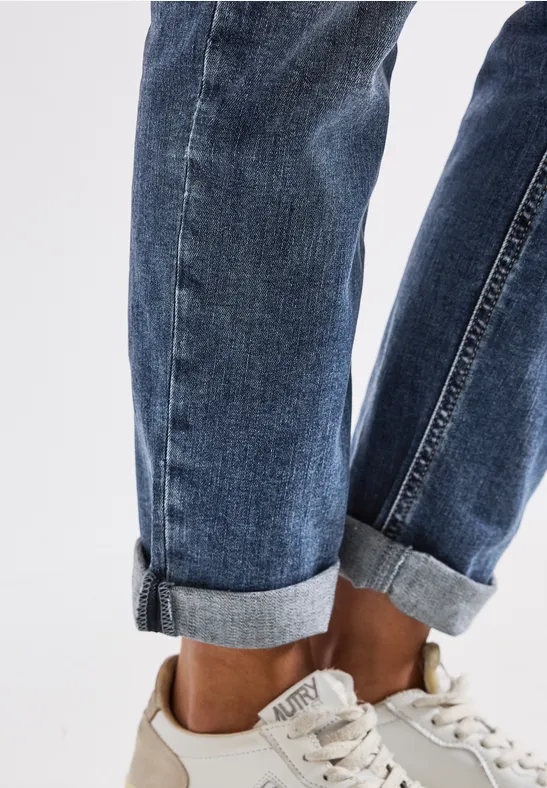 Jeans boyfriend mid blue random washed
