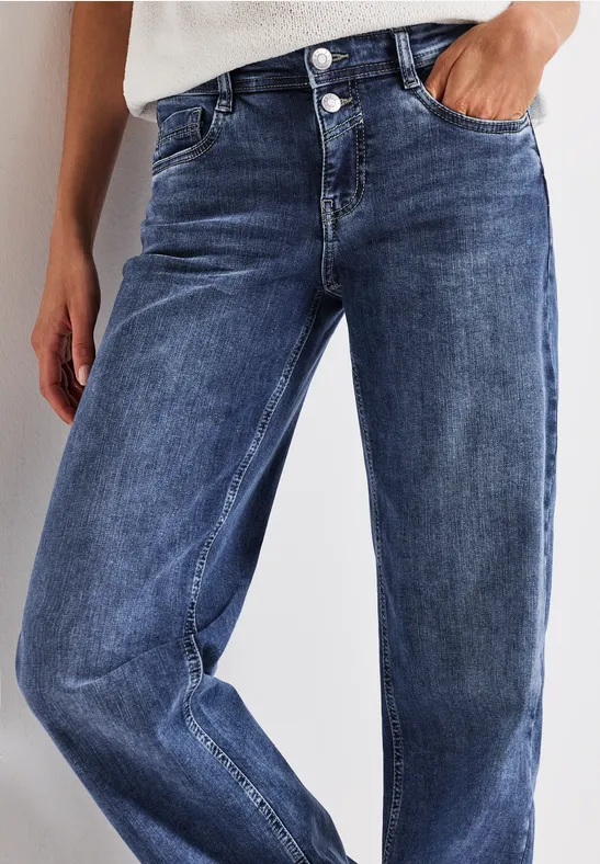 Straight Leg Jeans mid blue random washed