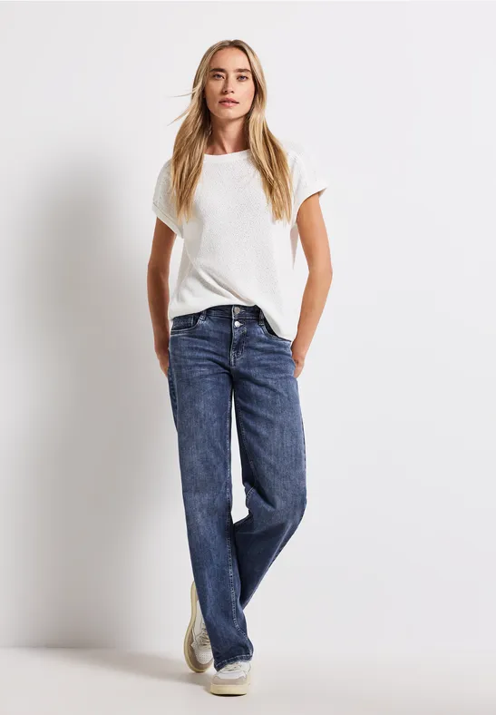 Straight Leg Jeans mid blue random washed