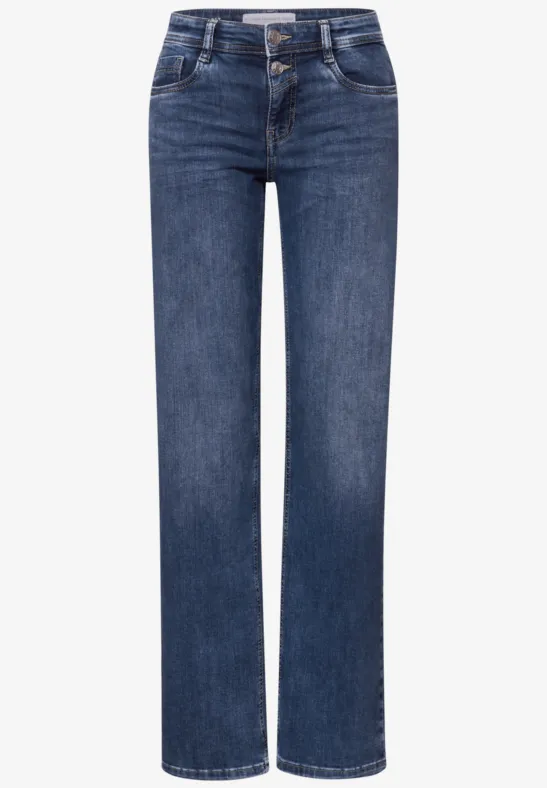 Straight Leg Jeans mid blue random washed