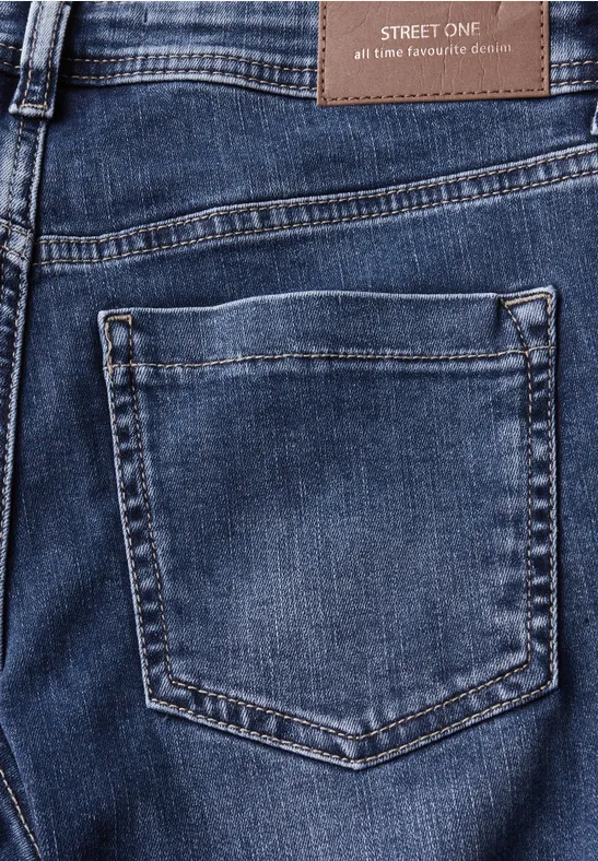 Straight Leg Jeans mid blue random washed
