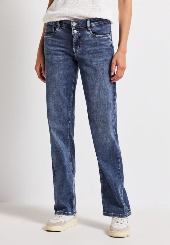 Straight Leg Jeans mid blue random washed