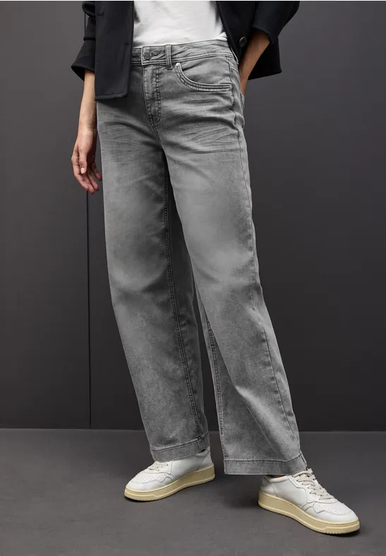 Wide Legs Jeans light grey random washed