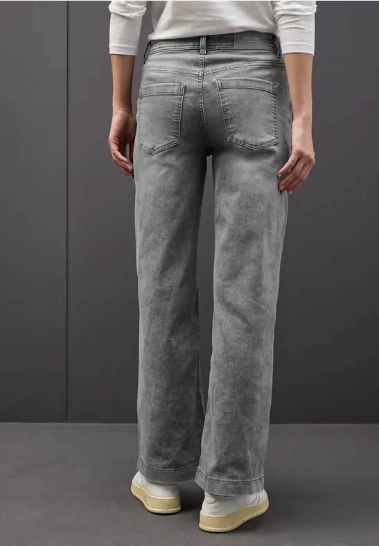 Wide Legs Jeans light grey random washed