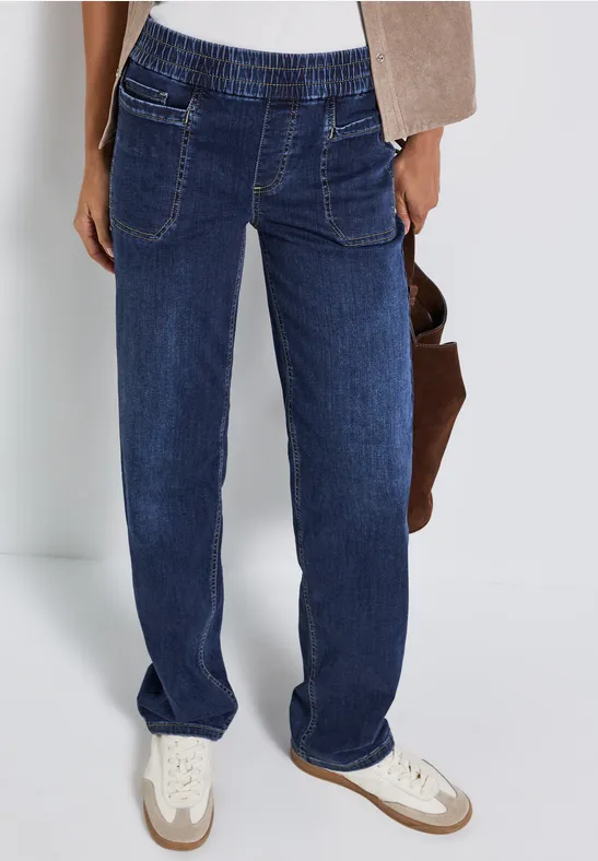 Jeans avec taille élastique deep indigo washed