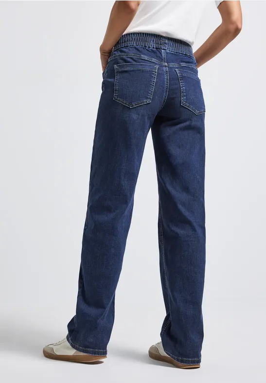 Jeans avec taille élastique deep indigo washed