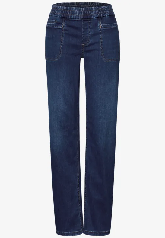 Jeans avec taille élastique deep indigo washed