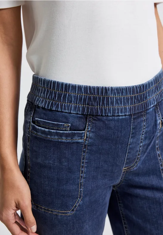 Jeans avec taille élastique deep indigo washed