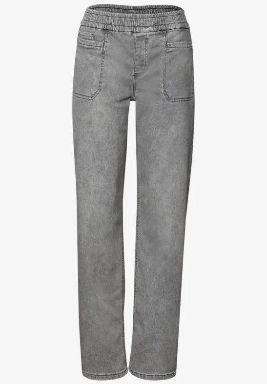 Jeans met elastische tailleband Light Grey Washed