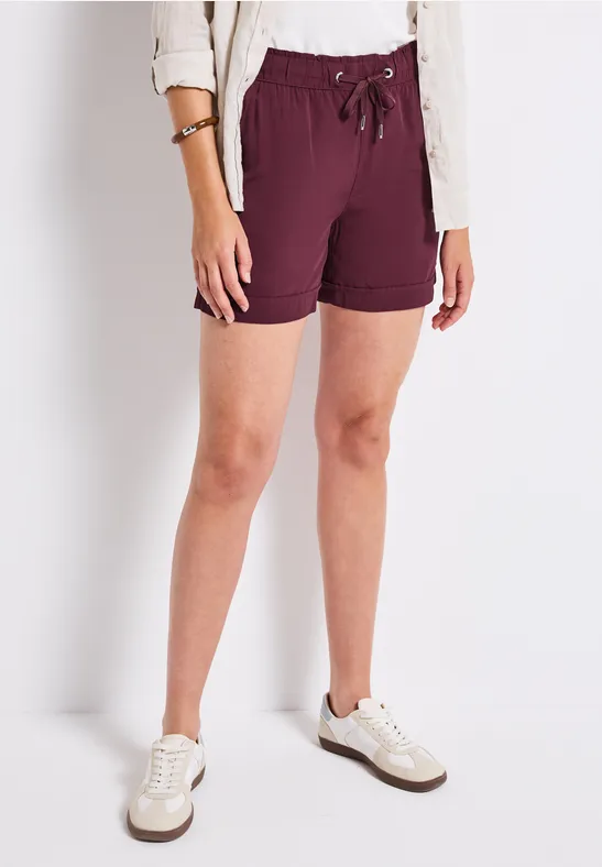 Korte broek van paperbag dark cherry red
