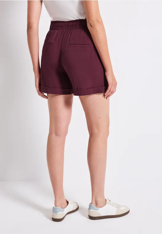 Korte broek van paperbag dark cherry red