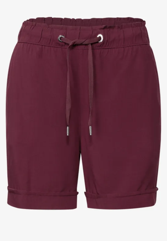 Korte broek van paperbag dark cherry red