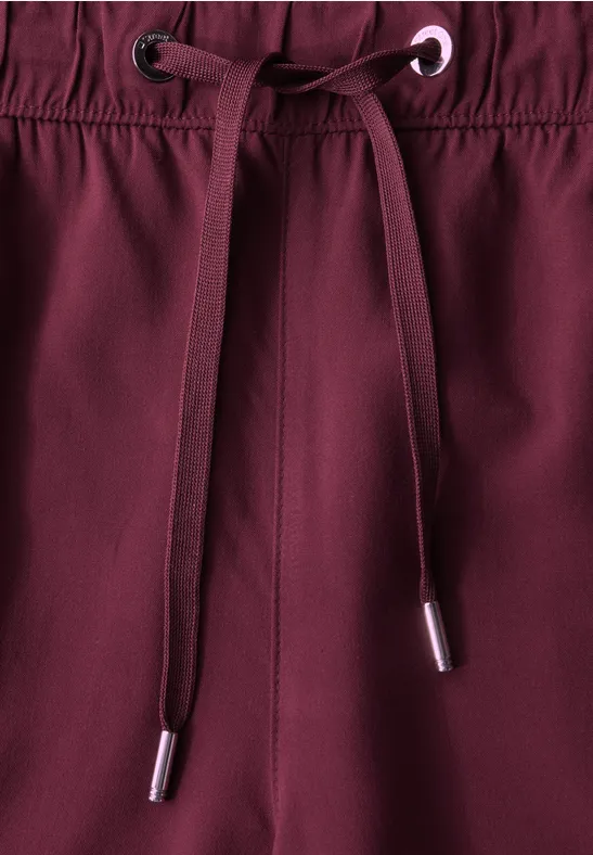 Korte broek van paperbag dark cherry red