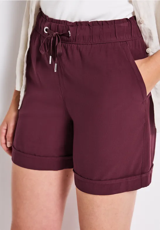 Korte broek van paperbag dark cherry red