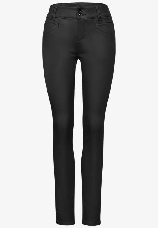 Slim Fit gecoate broek Black