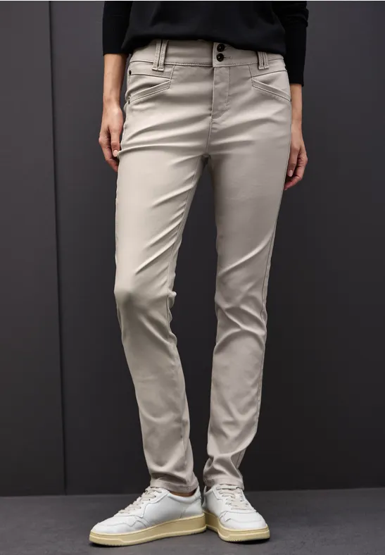 Slim Fit gecoate broek dark moonstone sand
