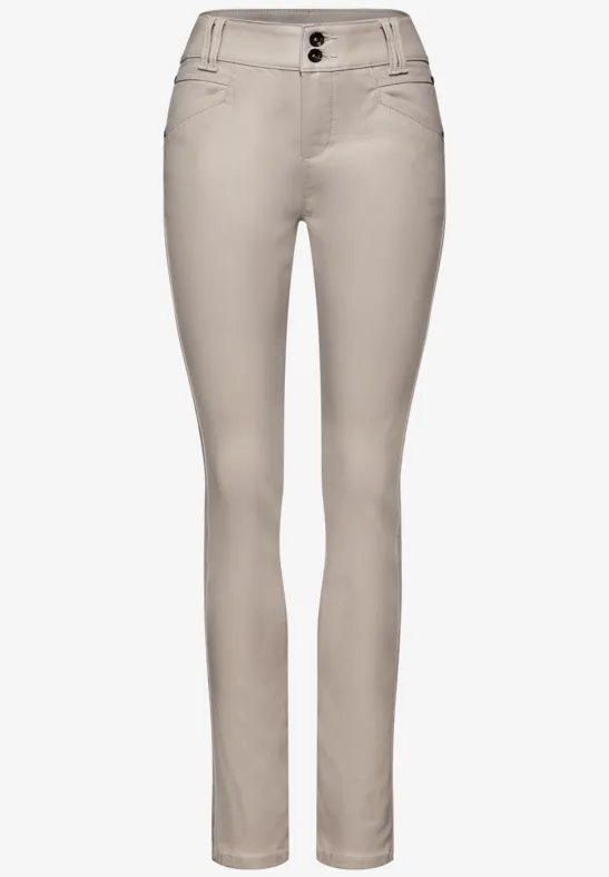 Slim Fit gecoate broek dark moonstone sand