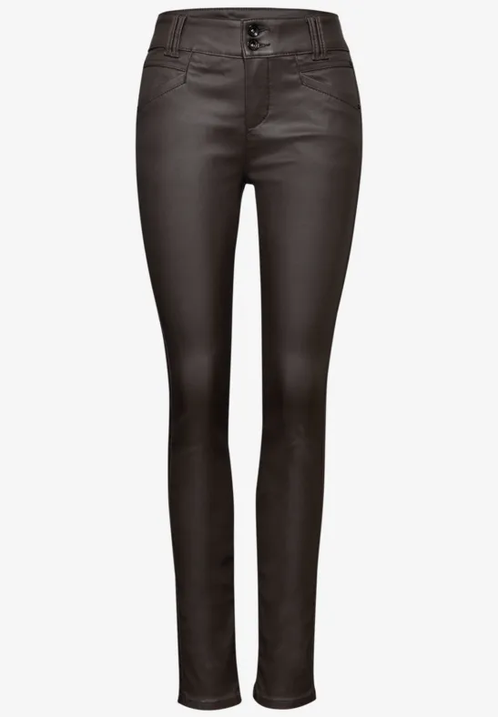 Slim Fit pantalon enduit deep roast brown
