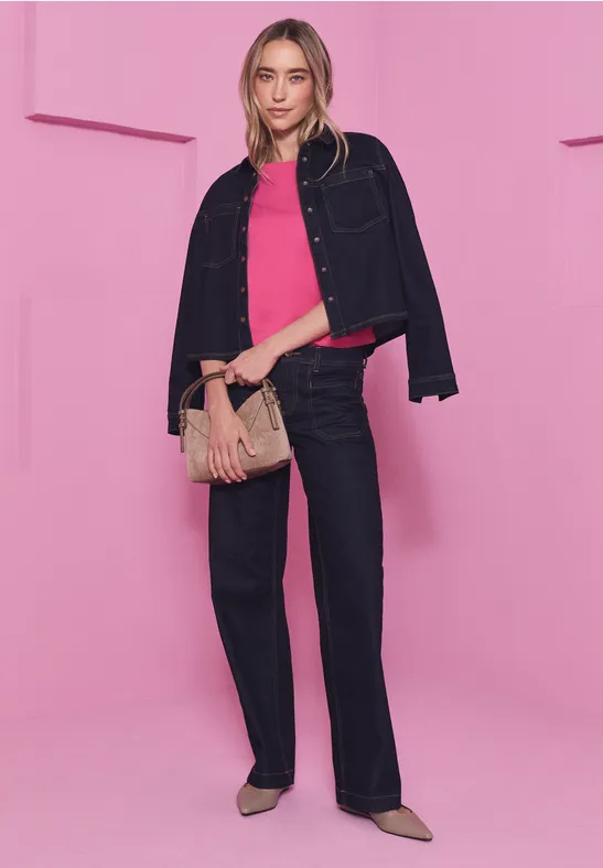 Rinsed Wide Leg Jeans rinsed wash