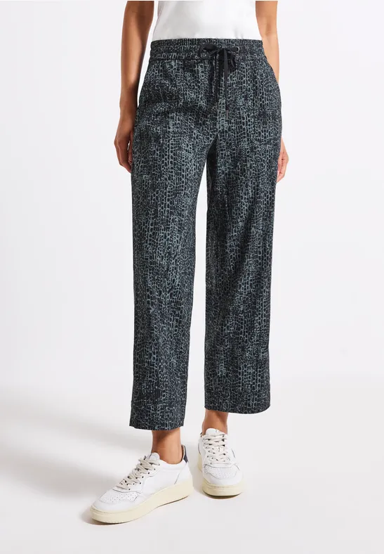 Casual broek met omslag deepwater blue