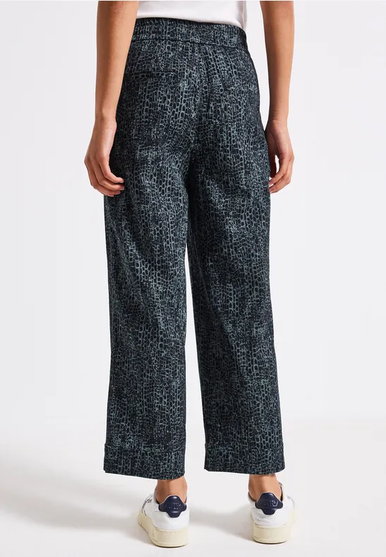 Casual broek met omslag deepwater blue
