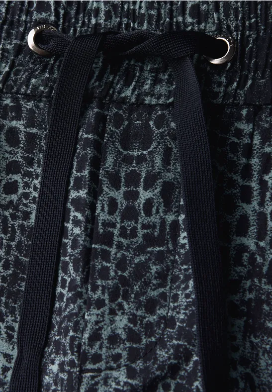 Casual broek met omslag deepwater blue