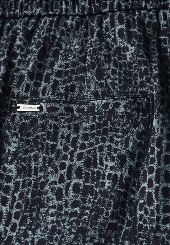 Casual broek met omslag deepwater blue