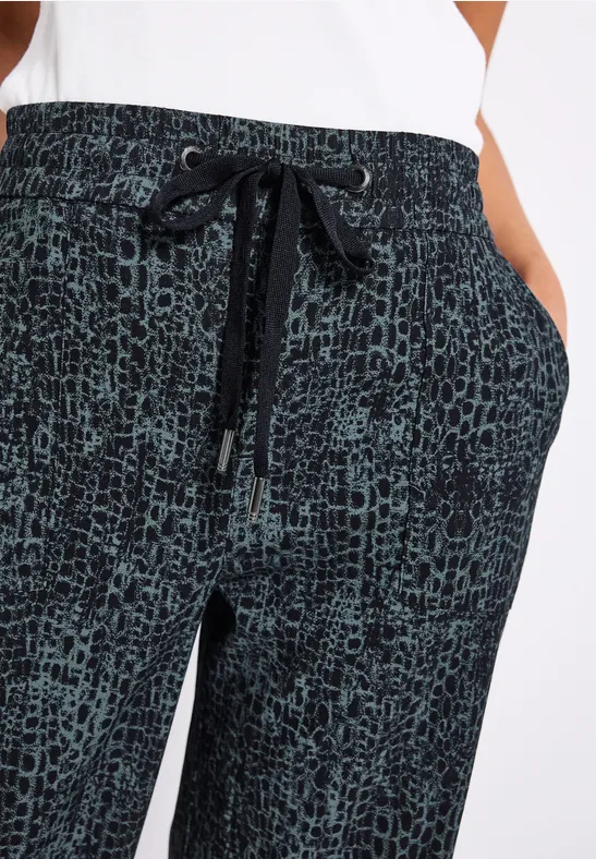 Casual broek met omslag deepwater blue
