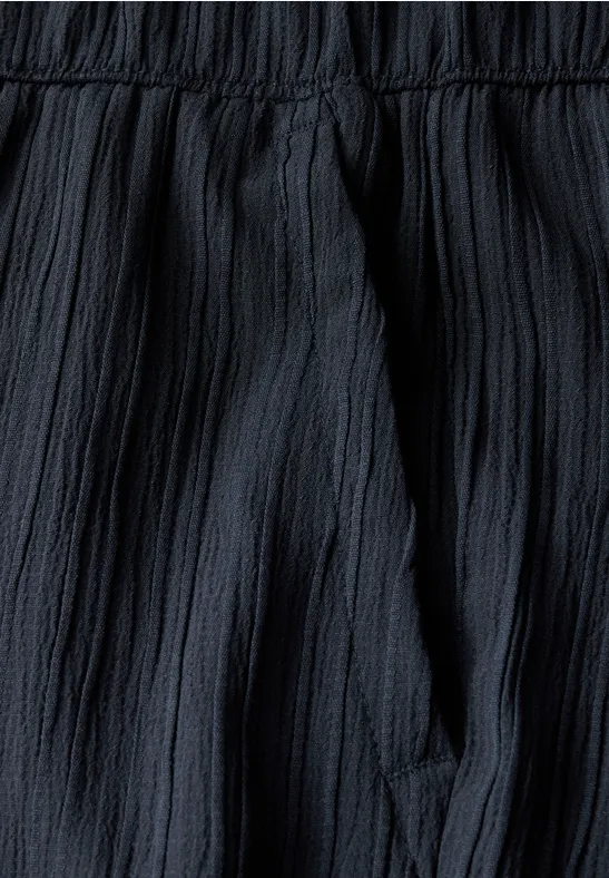 Crinkle broek met wijde pijpen deepwater blue