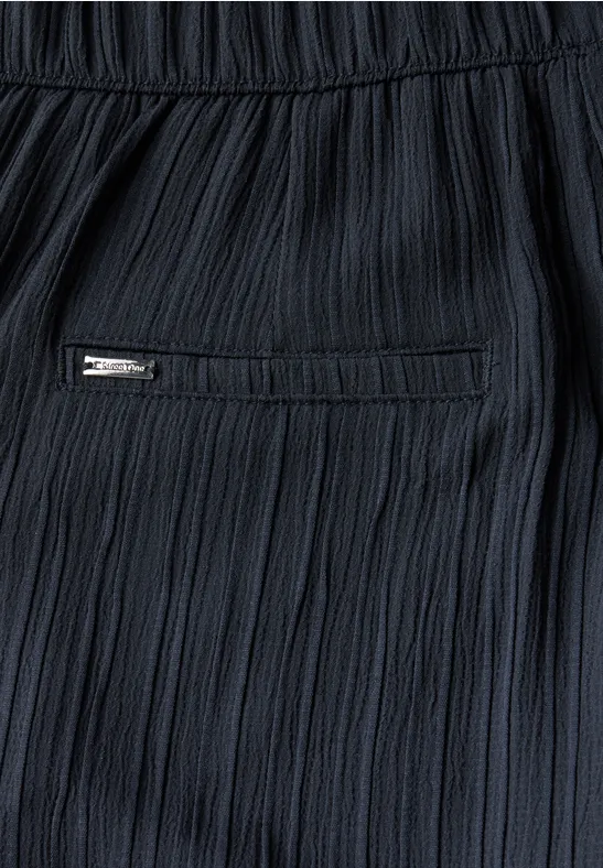 Crinkle broek met wijde pijpen deepwater blue