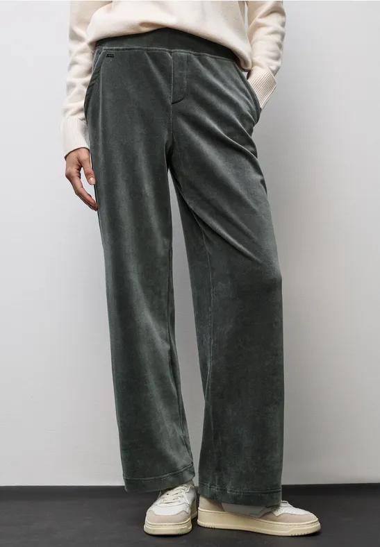 Straight Leg pantalon en velours côtelé balsam green