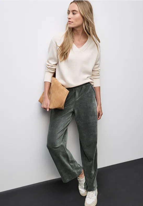 Straight Leg pantalon en velours côtelé balsam green
