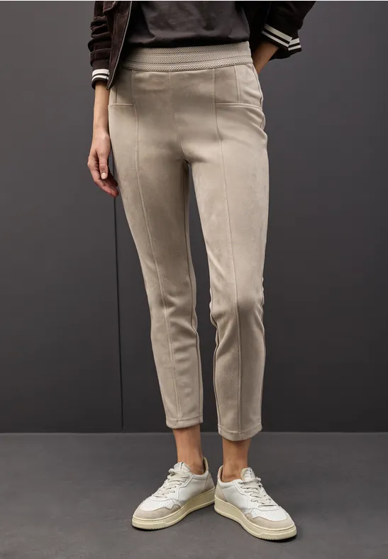 Velours broek dark morn beige