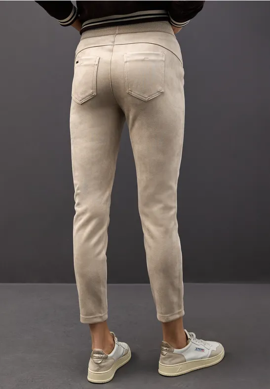 Velours broek dark morn beige