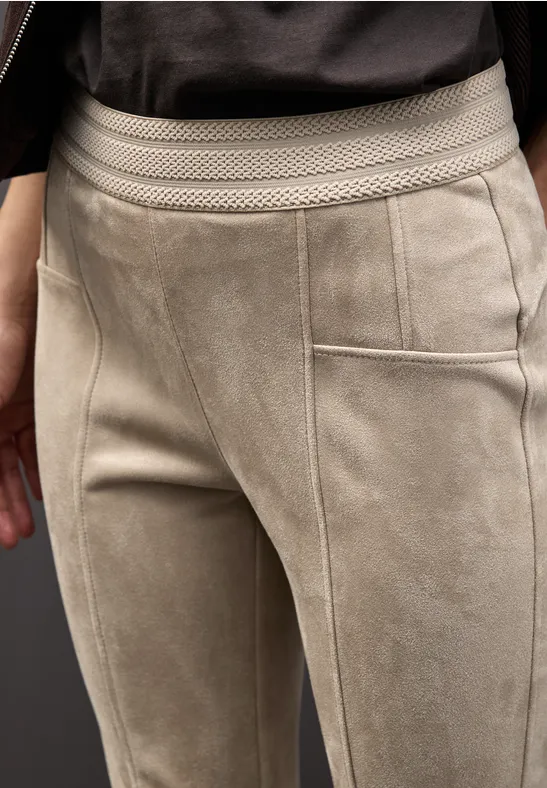 Velours broek dark morn beige